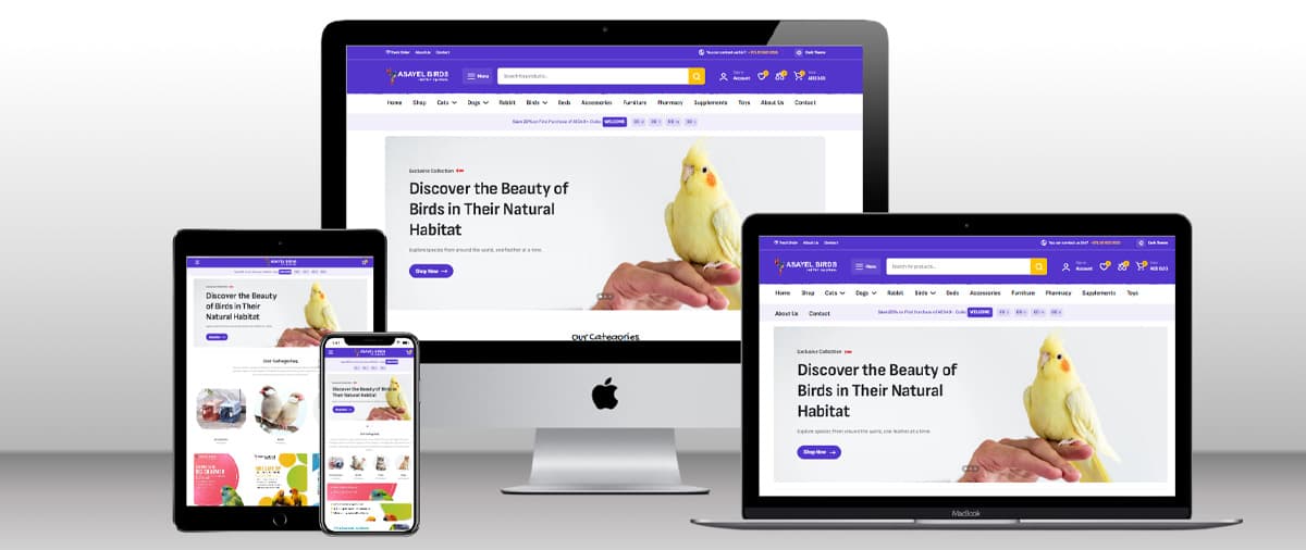 A website for Asayel Birds & Fish Aquariums.