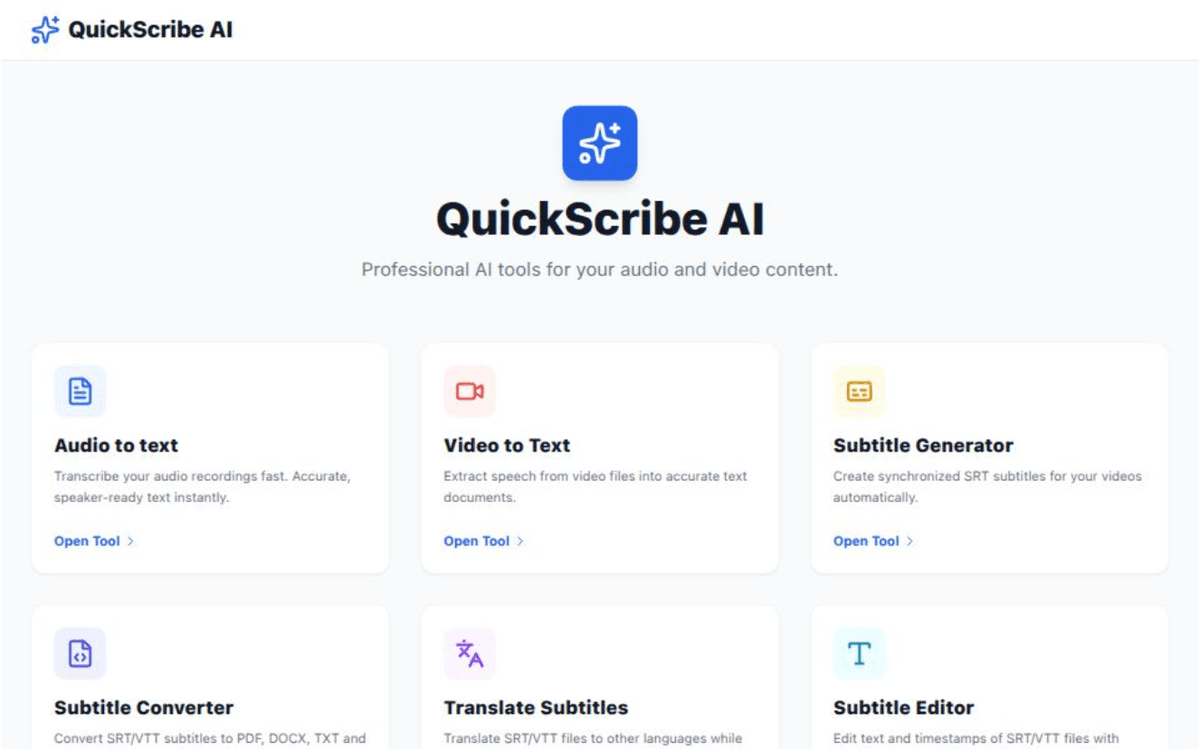 QuickScribe AI tool.