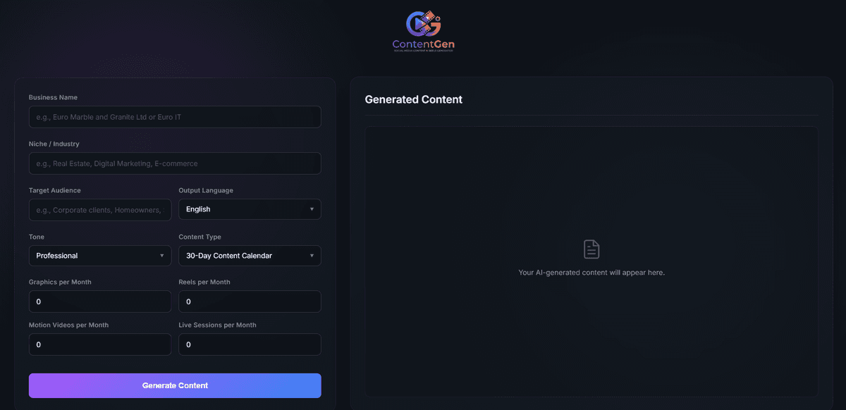 ContentGen social media tool.