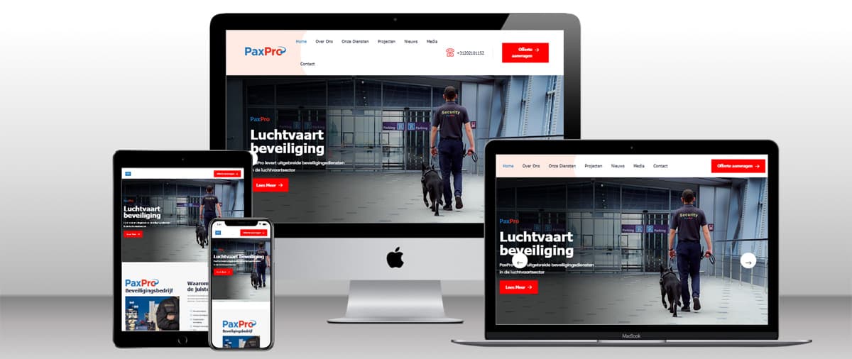 A website for PaxPro security services.