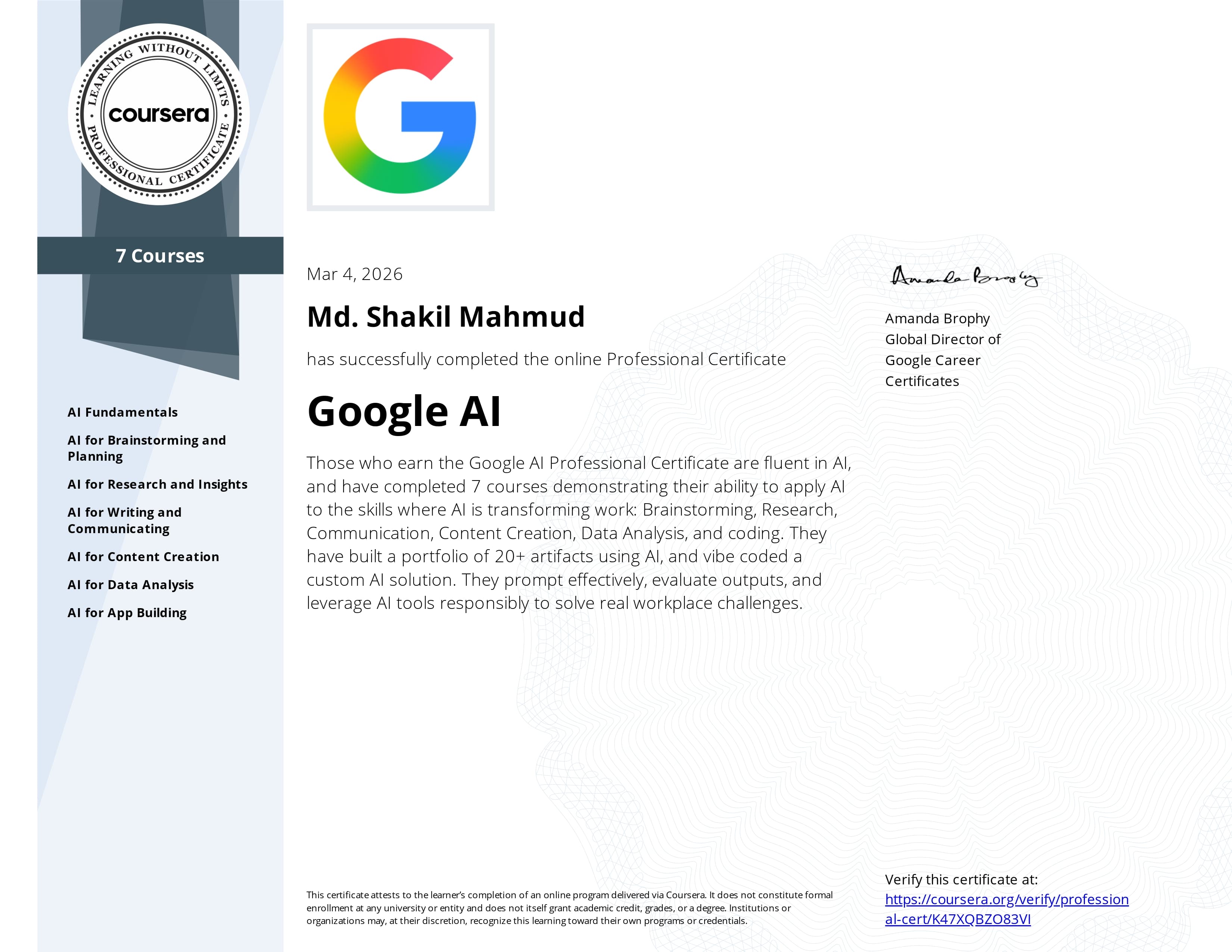 Google AI Certificate