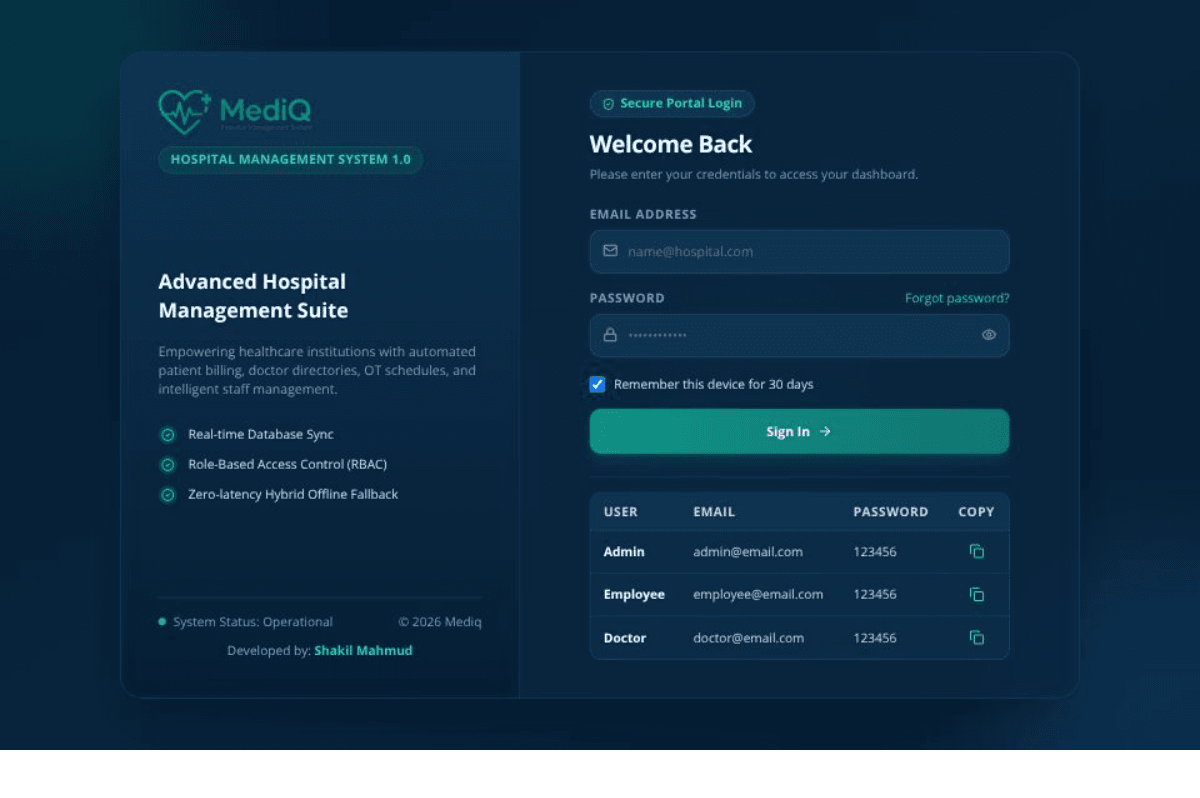 Mediq-Hospital Management System.